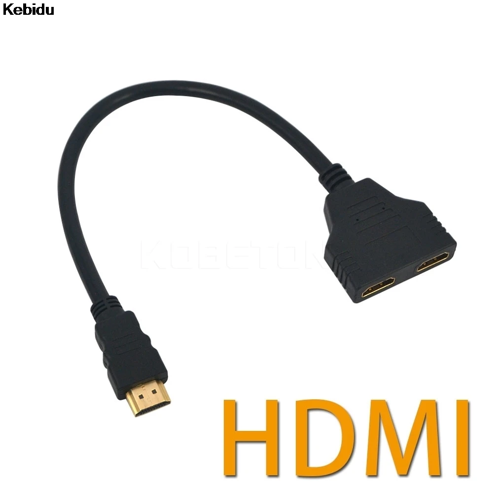 Kebidu совместимому с HDMI 1 Мужской двойной совместимых 2 Женский Y сплиттер адаптер