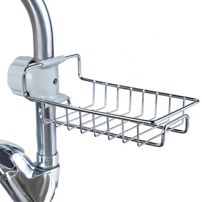 

Stainless Steel Sink Hanging Storage Rack Faucet Clip Bathroom Kitchen Sponge Dishcloth Drain Shelf Home Organizer Accessories