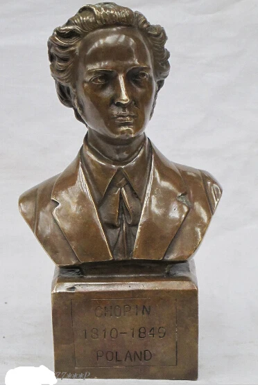 

9"Western Art Bronze statue Fryderyk Franciszek Chopin Virtuoso Piano pianist
