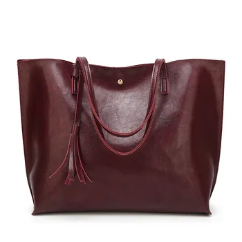 

Tote Bag Female Bag Shoulder Leather Dark Grain Large Capacity Simple Shoulder Bag New Portable Ladies Bag