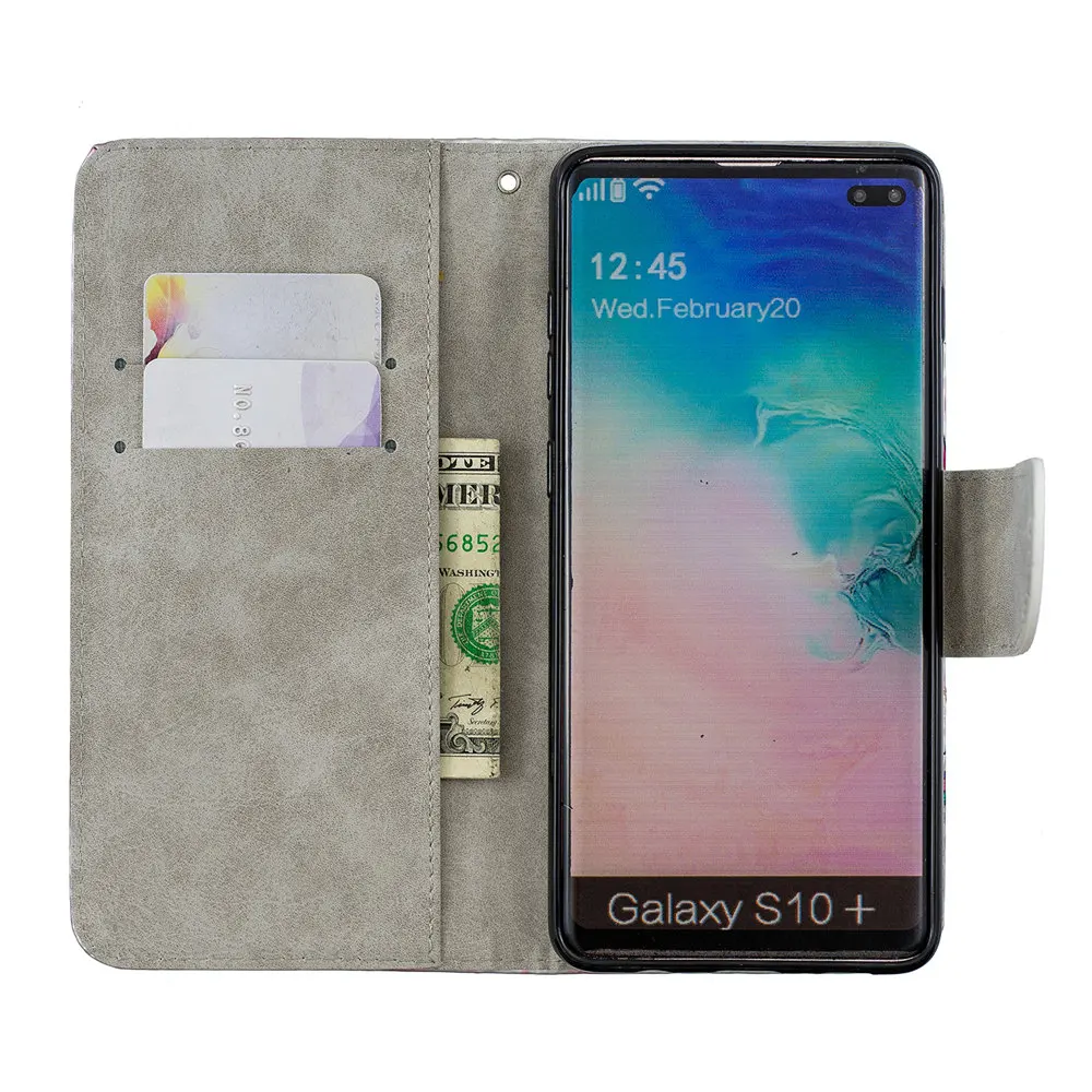 Роскошный блестящий чехол-книжка для samsung Galaxy S10e S10 S9 S8 Plus S7 Edge J4 Plus J6 откидной кожаный чехол с лазерной росписью