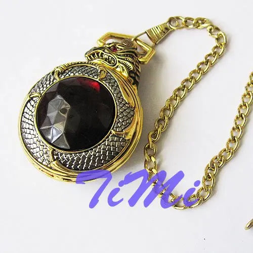 Золото Тон Pattern Китайский дракон кварцевые карманные часы Freeship круто|pocket watch|quartz