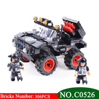 

C0526 306PCS SWAT series Black Panther amphibious car Building Blocks set DIY Educational Boys Bricks Toys Great Gifts