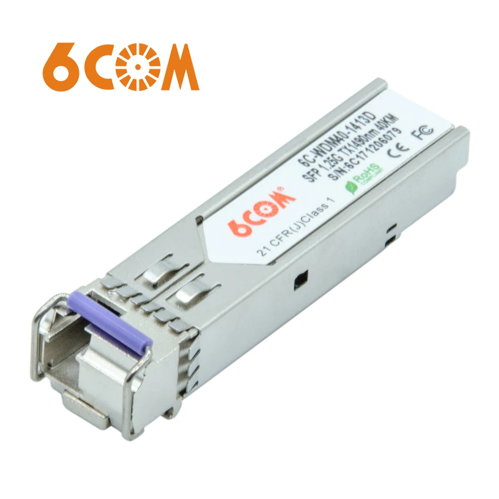 

6COM Generic Compatible 1000BASE-BX BiDi SFP 1490nm-TX/1310nm-RX 40km DOM Transceiver