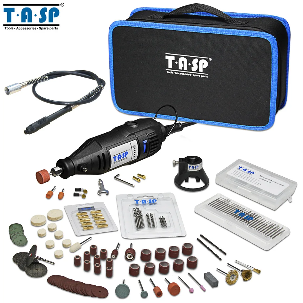 TASP 220V 130W Electric Variable Speed Mini Drill Set Engraver Rotary Tool with 175pcs Accessories Attachments and Storage Bag TASP 220V 130W Electric Variable Speed Mini Drill Set Engraver Rotary Tool with 175pcs Accessories Attachments and Storage Bag