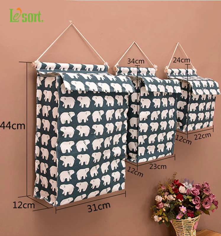 

Home Cute Organizer Wall Closet Wardrobe Hanging Cute Cotton Storage Bag For Key Book Sundries Clothing Purse Mail etc