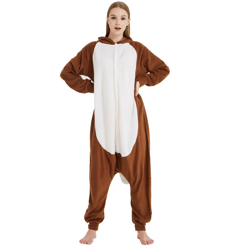 Пижама с белкой на Хэллоуин Kigurumi для женщин ткань флис зимняя комбинезон