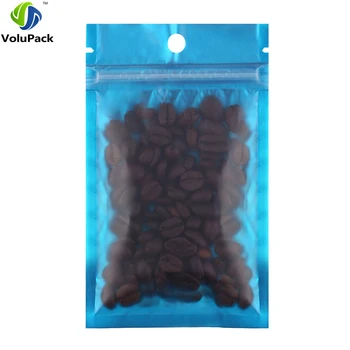 

9.5x17cm 100pcs Translucent Heat Sealing Aluminium Foil Mylar Package Bags Flat Matte Blue ZipLock Bags w/ Hang Hole