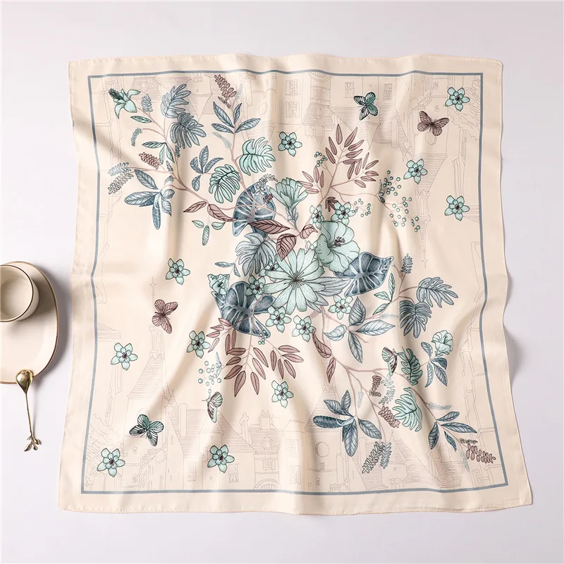 70x70 см шелковый шарф квадратный для женщин Модный Цветочный Принт шаль обёрточная бумага весна лето neckerchife повязка для волос женские зимние шарфы