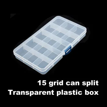 

New 15 Grid Plastic Transparent Jewelry Case Container Box OrganizerI HG99