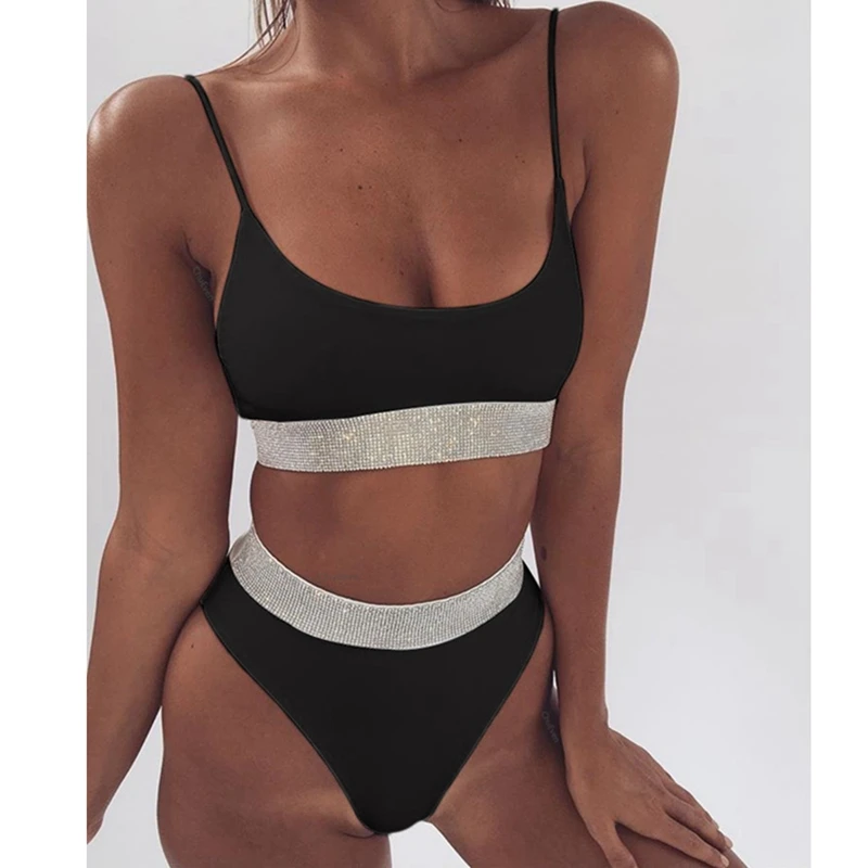 2020 New Sexy Two Piece Bandeau Push Up Bikini Set Black Swimsuit Sports Swimwear Women Brazilian Bikini Bathing Suit Large Size 2020 New Sexy Two Piece Bandeau Push Up Bikini Set Black Swimsuit Sports Swimwear Women Brazilian Bikini Bathing Suit Large Size