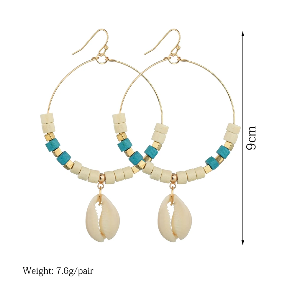 MissCyCy Bohemian Natural Sea Shell Earrings For Women Fashion Geometric Big Circle Earrings Female Hoop Earrings