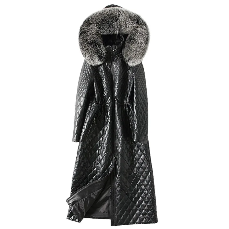 

Genuine Leather Jacket Women Sheepskin Coat Fox Fur Hooded Winter Coat Women Clothes 2019 Korean Slim Duck Down Plus Size ZT843