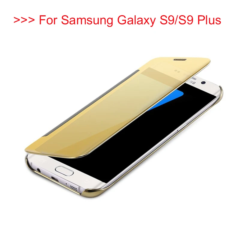 

Luxury Mirror Flip Cover Case For Samsung Galaxy S9 Smart Plating Leather View Clear HD Cover For Samsung Galaxy S9 Plus Case