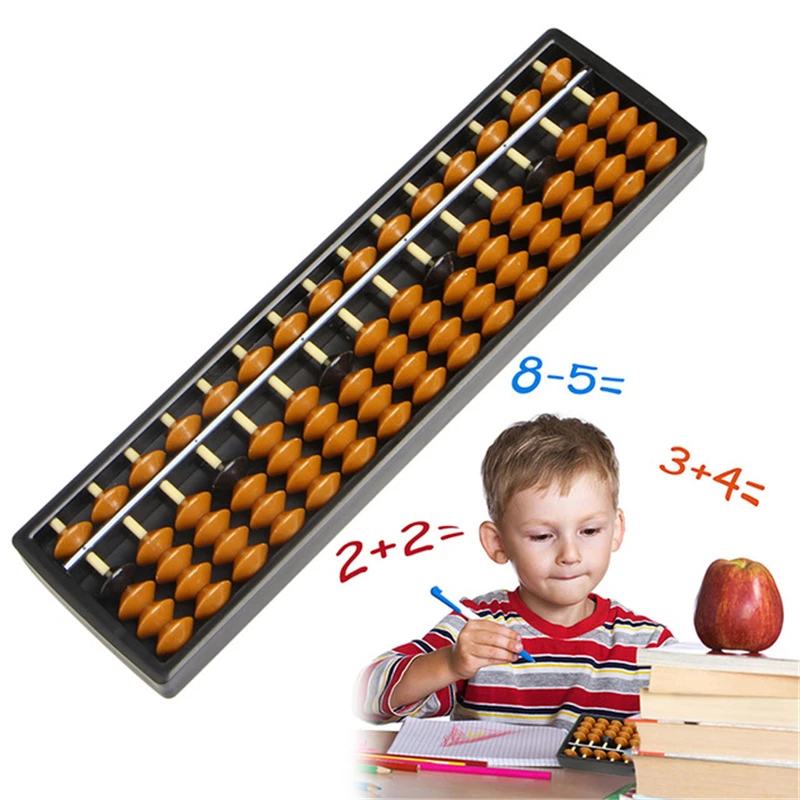 

15 Digits 5 Beads Brown Plastic Abacus Soroban Beads Column Calculating Tool Toy Chinese Educational Math Toys Gifts For Kids