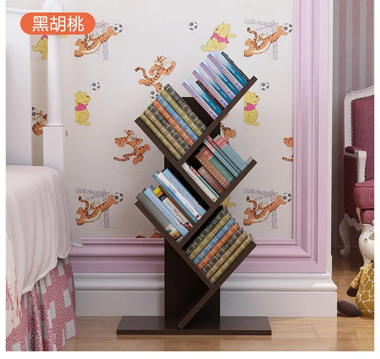 77 см пять слоев креативного дерева стиль стеллаж для хранения портативный книжный шкаф книжная полка - Цвет: black walnut
