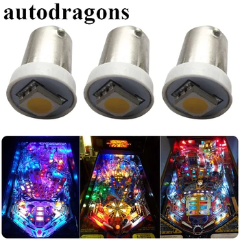 

autodragons 100Pcs Super White 44 Bayonet LED 6.3V Ba9s Pinball Lights Non Ghost Yellow For Bally Pinball Game Machine