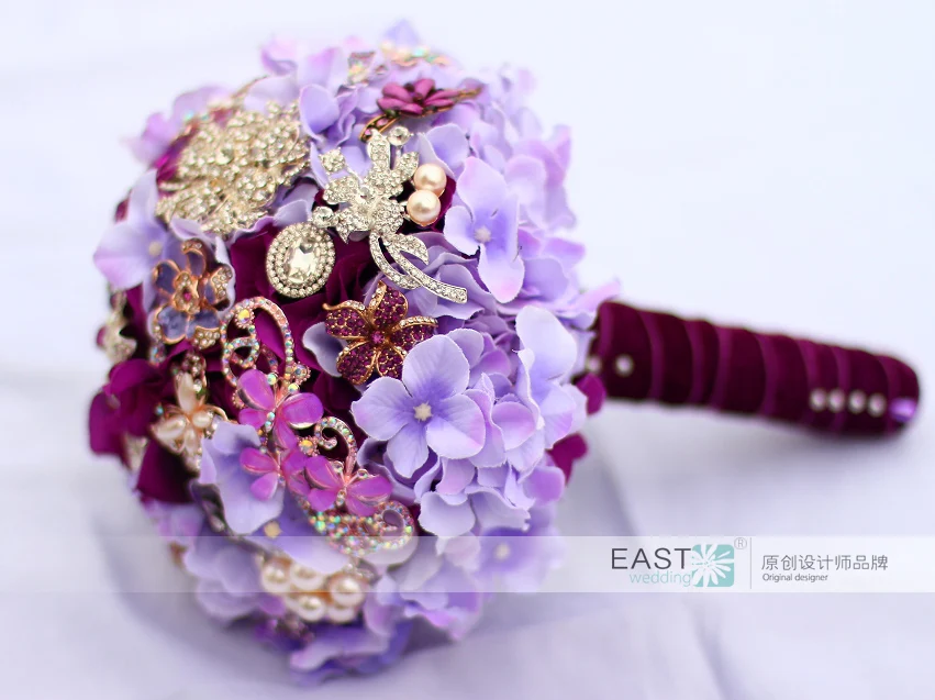 Элегантные лиловые туфли Гортензия брошь букет невесты букеты ручной работы с украшением в виде кристаллов держателб для свадебных цветов вечерние "сделай сам"