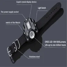 Led watch Flashlight Flash Light CREE XPE Q5 R2 LED Wristlight Torch Light USB Charging Rechargeable tactical linternas