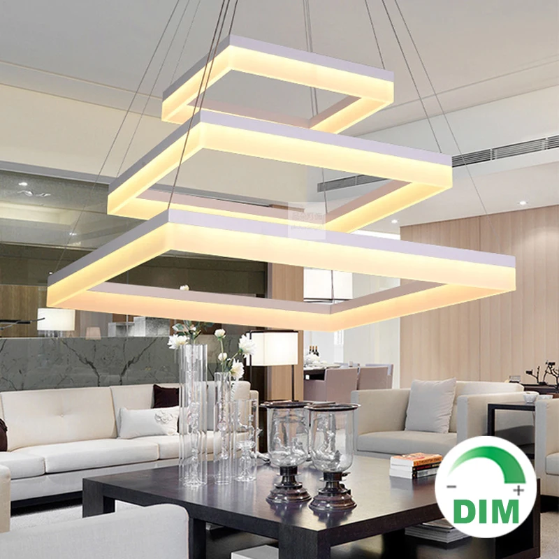 

Dimmable quadrate quadratus squarish kitchen Foyer dinning simple Modern Square LED pendant light lamp LED hanging light