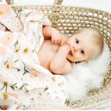 180 г бамбуковое волокно муслиновое одеяло с цветочным принтом детское постельное белье банные полотенца-покрывала для новорожденных Пеленальный Конверт для младенцев
