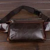 Men Vintage Cowhide Waist Bag Oil Wax Leather Cowhide  Cell/Mobile Phone Hip Bum Belt Cross Body Pouch Fanny Pack Waist  Bag ► Photo 3/6