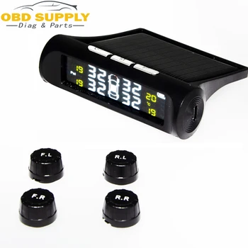 

New Car TPMS Tire Pressure Monitoring System Solar Power charging LCD Display External Sensor Auto Alarm System Car electronics