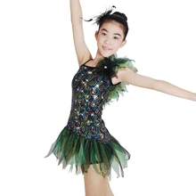 MiDee платье в джазовом стиле танцевальный костюм на одно плечо с оборками, эффектное платье с павлином и блестками юбка из органзы джазовые танцевальные костюмы