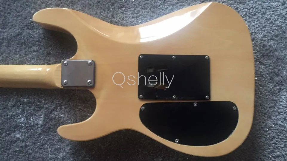 Высокое качество QShelly пользовательские натуральный Charvel клен зубчатый шеи хром floyd rose электрогитара Музыкальные инструменты магазин