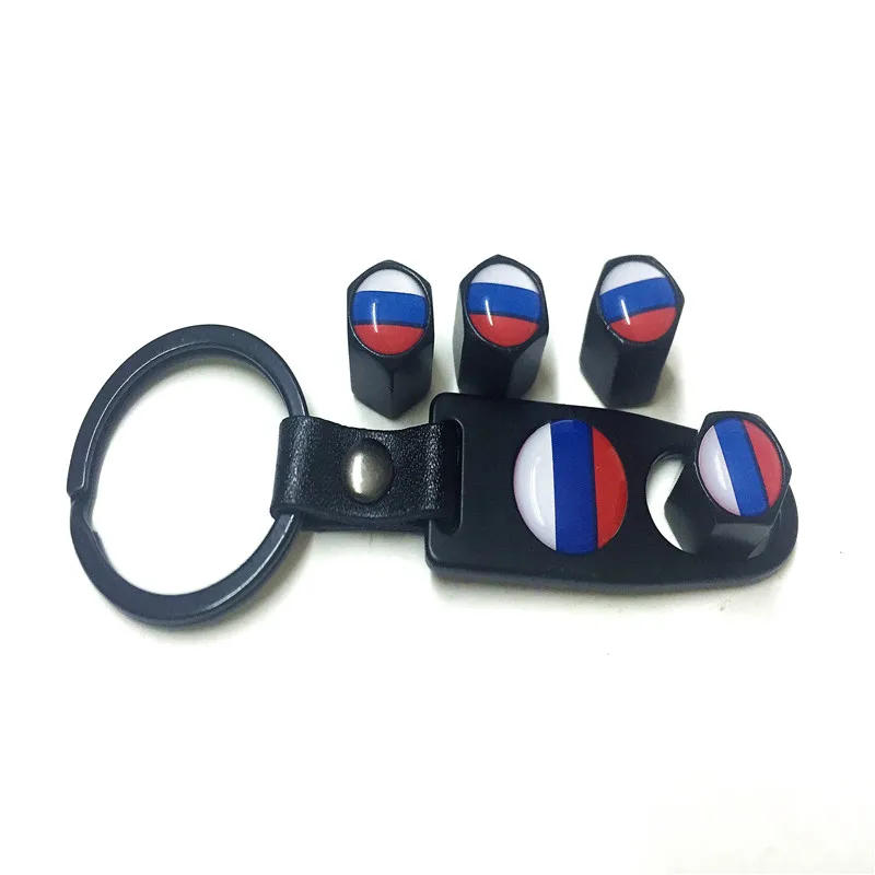 4pcs/lot Car styling Russia Flag Logo Tire Valve Cap With Key Ring Wrench Sticker For Cars | Автомобили и мотоциклы