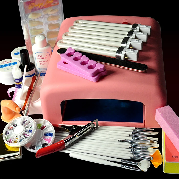 

Professional Full Set Nail Art Set + 36W Curing UV Lamp kit Dryer Manicure Tools