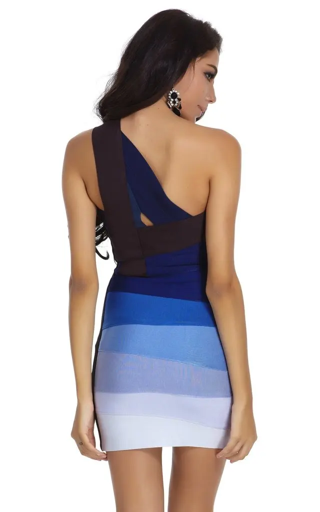 blue ombre bandage dress