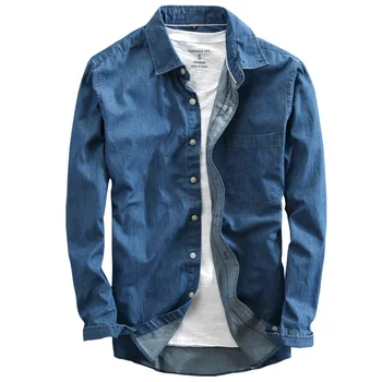 

ICPANS Casual Black Denim Shirt Men's 100 Cotton Fashion Slim Long Sleeve Shirts Male clothes Brand 2019 Spring New