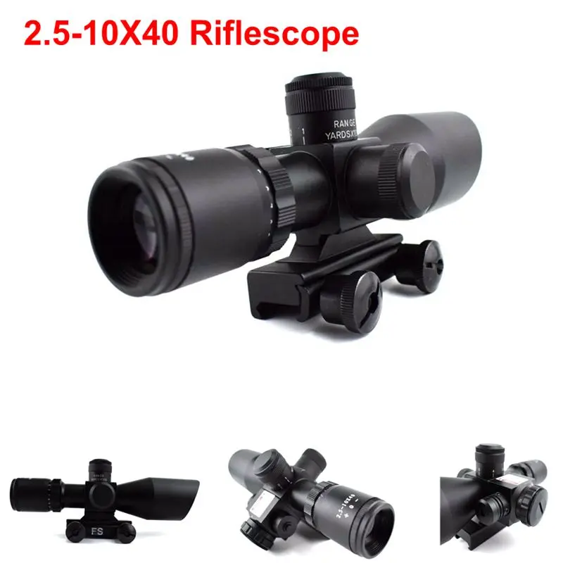 Tactical Gun Laser 2.5 10x40 Optics Air Rifle Scope With Red Laser
