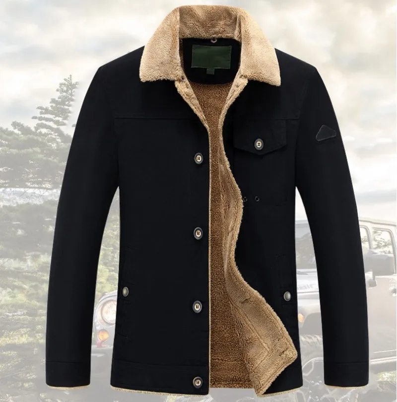 2019 Новая зимняя мужская теплая плотная куртка Модные однотонные воротник с лацканами верхняя одежда Повседневное Однобортный мужской