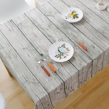 

New Wood Grain Pattern Decorative Table Cloth Cotton Linen Tablecloth Dining Table Cover For Kitchen Home Decor