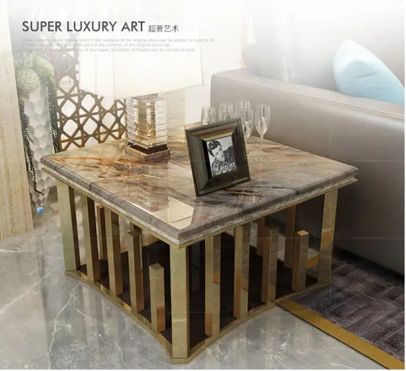 Natural marble Stainless steel Coffee Table Living Room Home Furniture minimalist modern rectangle mesas de centro table basse Natural marble Stainless steel Coffee Table Living Room Home Furniture minimalist modern rectangle mesas de centro table basse