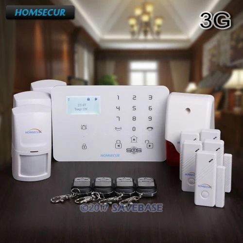 

HOMSECUR GA01-3G Wireless&wired WCDMA-3G/GSM LCD Burglar Alarm System +PIR+5*Door Sensor