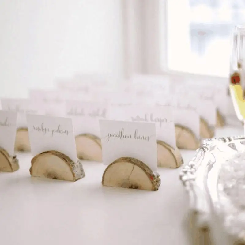  10pcs Rustic Natural Wood Table Name Number Place Card Holder Memo Note Photo Picture Clip Decor We