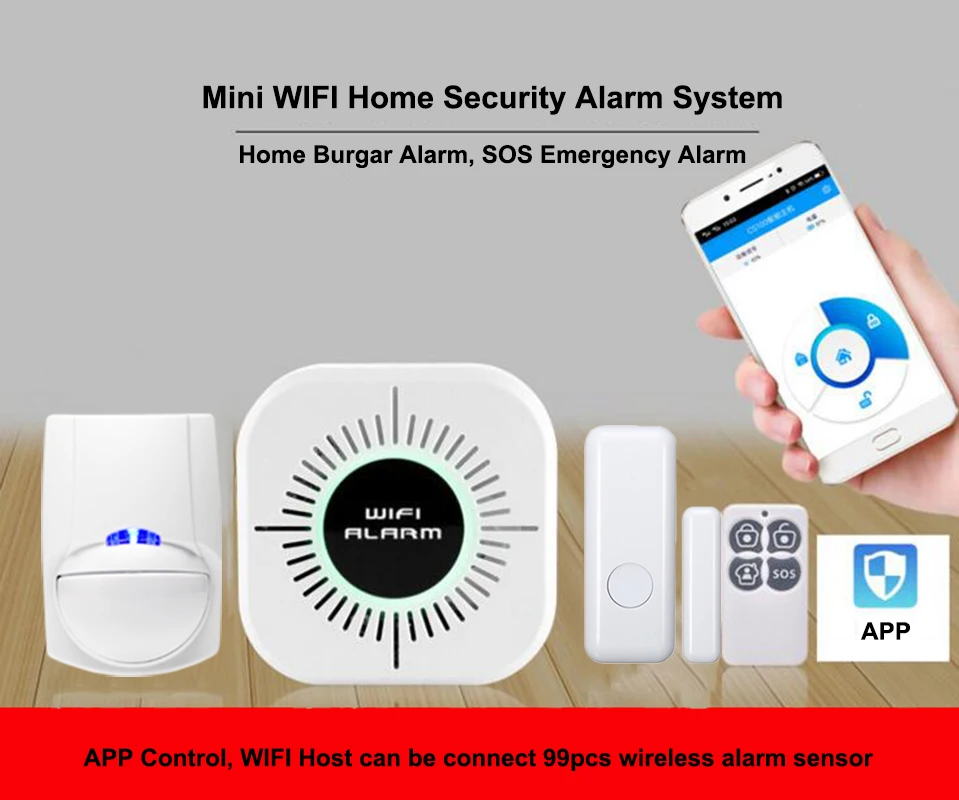 WIFI Alarm Security System Home Burglar Alarm DIY Kits APP Control Android IOS PIR Sensor Door Window Detector Alarm House Safe