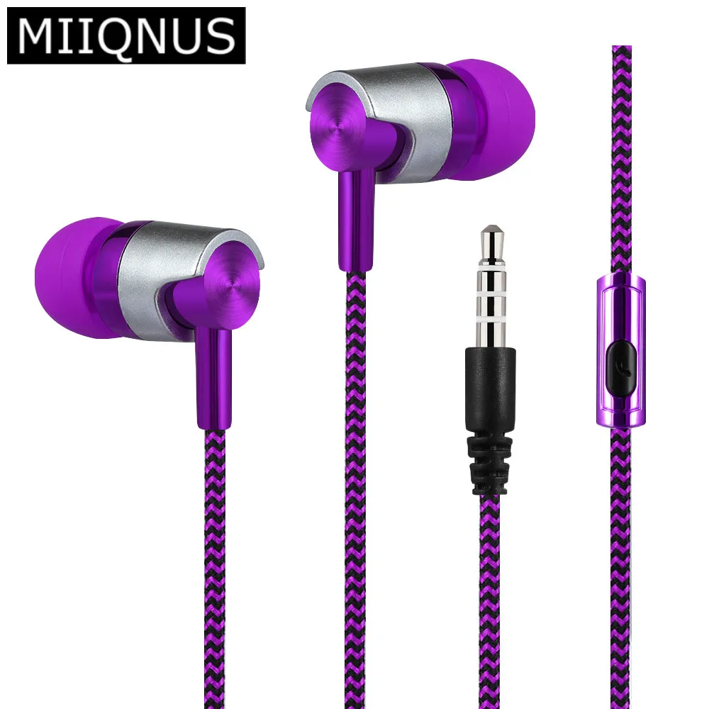 

1PC Universal 3.5mm Metal In-Ear Stereo Earbuds Earphone Braided Rope earphone Bass Sports Headset For iPhone Samsung Xiaomi