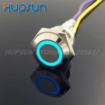 

10pc economical promotion blue LED 12v momentary metal waterproof push button switch 16 mm reset push button light switch