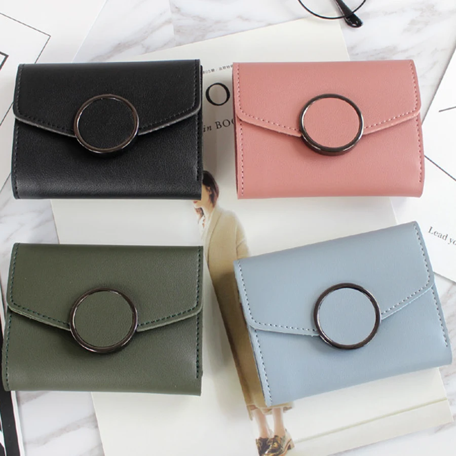 MANFUNI 2019 Fashion Small Wallets Women Solid Mini Card Holder Wallet Female Black Credit Card Coin Purse Mini Wallet Women