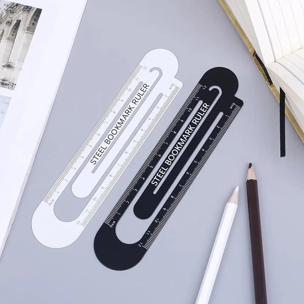 High Quality 12cm 15cm Metal Steel Ruler Bookmark School Student Drawing Supplies Color Random Small Fresh