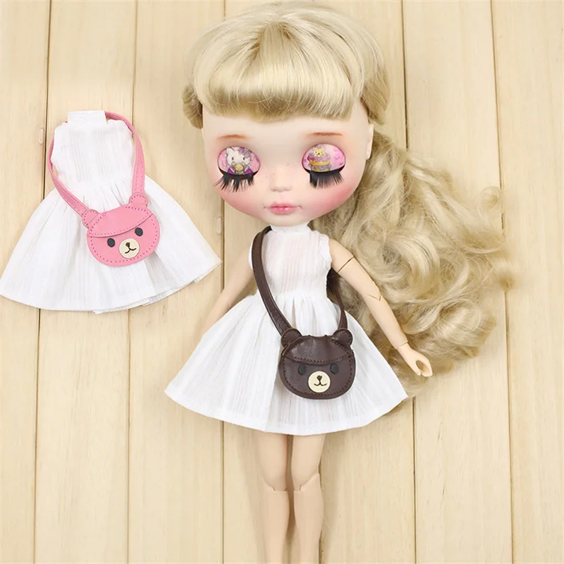 Наряды для куклы Blyth белое платье с сумка Teddy милый наряд для ледяной, jerryberry, licca, pullip