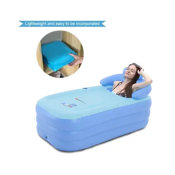 

Inflatable Bath Tub PVC Portable Tub SPA Environmental Portable Soaking Tub Bathtub Bathroom SPA For an Adult With Air Pump Blu