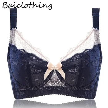 

BAICLOTHING Plus Size Womens Full Coverage Underwire Slightly Padded Lace Embrodiery Minimizer Bra 34~46 B C D E F G H 4 Colors