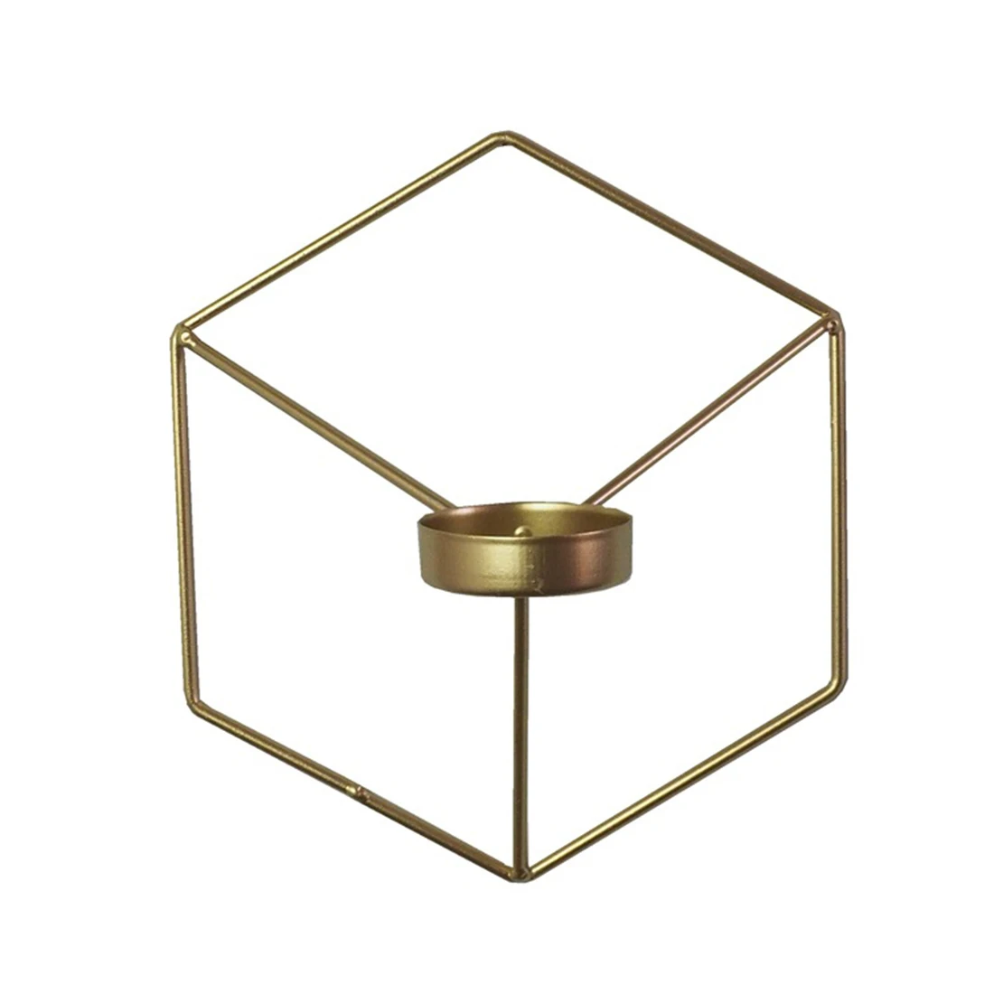 

Simple Iron Art Geometry Candle Holder Candlestick for Home Wall Decor - Black