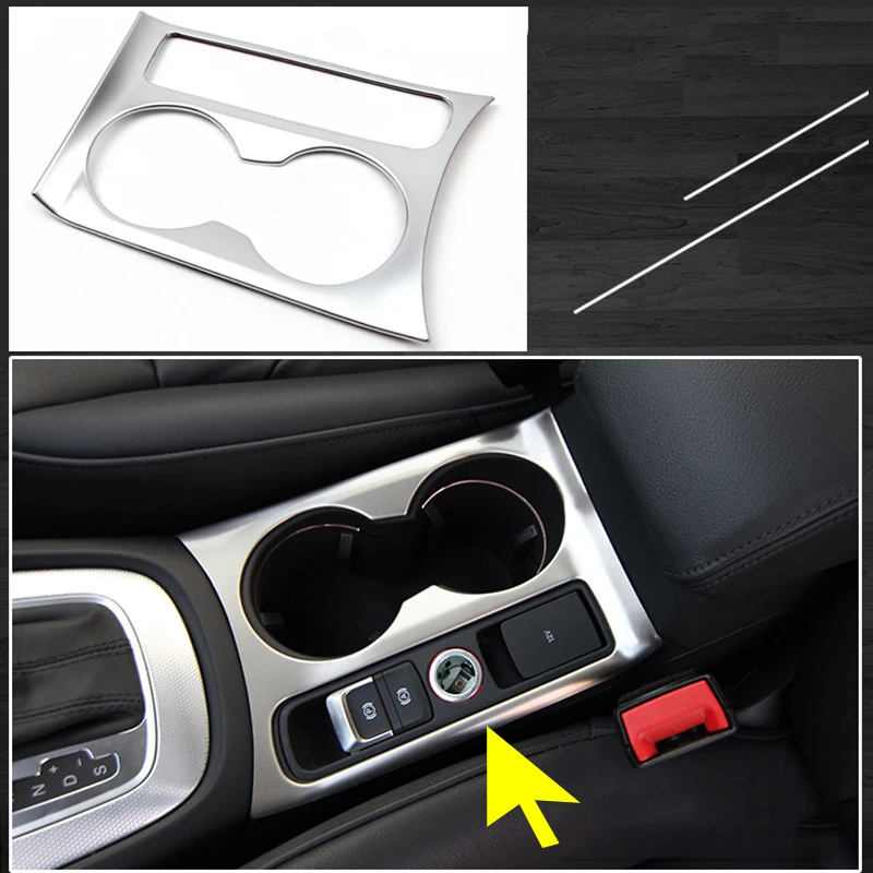 

1pcs For Audi Q3 2012-2017 ABS Chrome stainless steel carbon fiber Accessories Interior Water holder cup Cover Trim