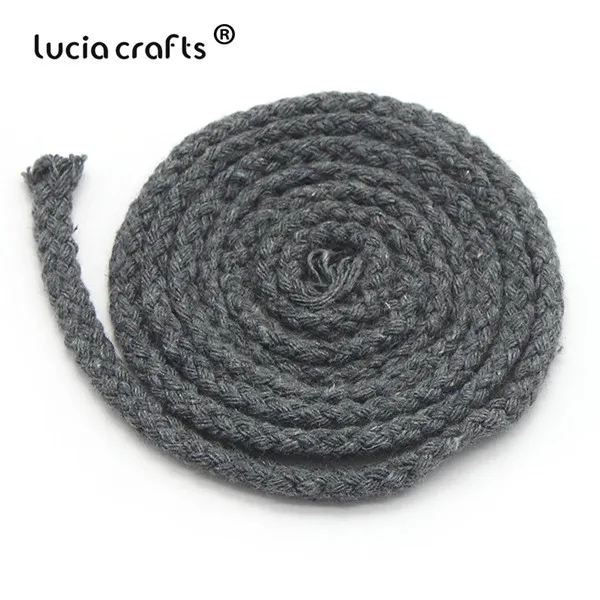 Lucia crafts, 5 м/22 м, разноцветные хлопковые шнуры, плетеная веревка, декоративный шнурок, шнурок, DIY, аксессуары для дома ручной работы W0210 - Цвет: C6 Grey  5m